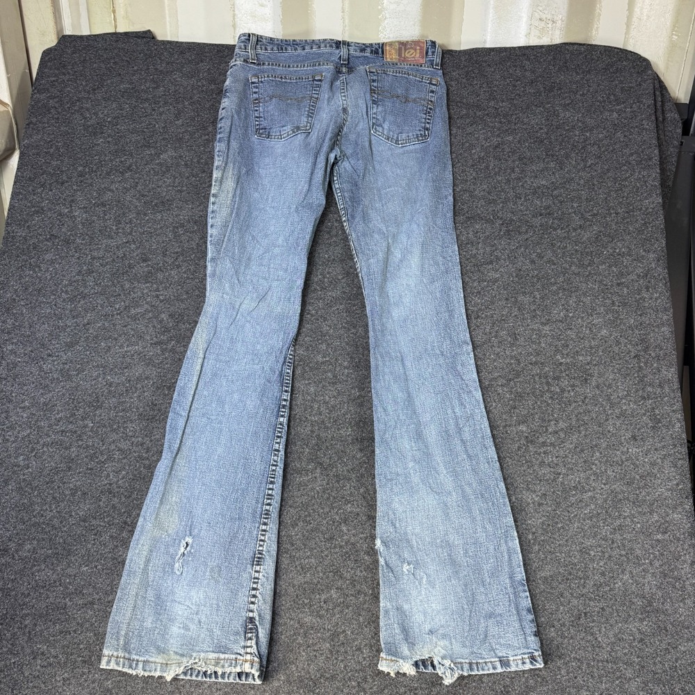 Vintage Y2k Lei Flared Jeans Womens 7 Blue Light Wash Denim Stretch Distressed